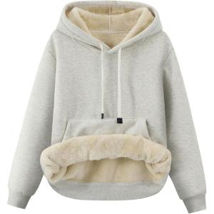 Gihuo Women’s Winter Warm Hoodie Sherpa Fleece Lined Pullover Hoodie Hooded Sweatshirt(White)