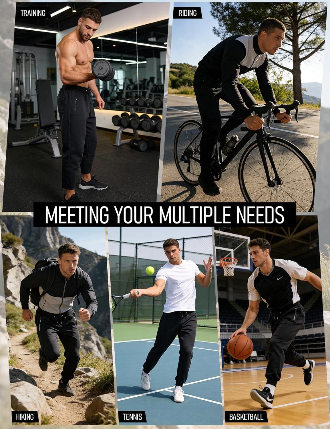 imageGihuo 3 Pack Mens Athletic Pants Workout Sweatpants for Men Gym Running Sweat Pants Joggers with PocketsBlackblackdarkgrey
