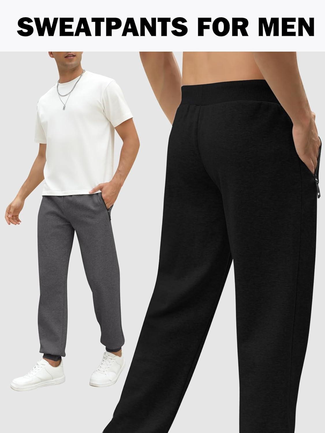 imageGihuo 3 Pack Mens Athletic Pants Workout Sweatpants for Men Gym Running Sweat Pants Joggers with PocketsBlackblackdarkgrey