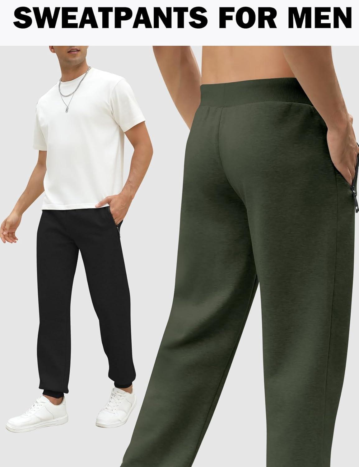 imageGihuo 3 Pack Mens Athletic Pants Workout Sweatpants for Men Gym Running Sweat Pants Joggers with PocketsBlacklightgreyarmygreen