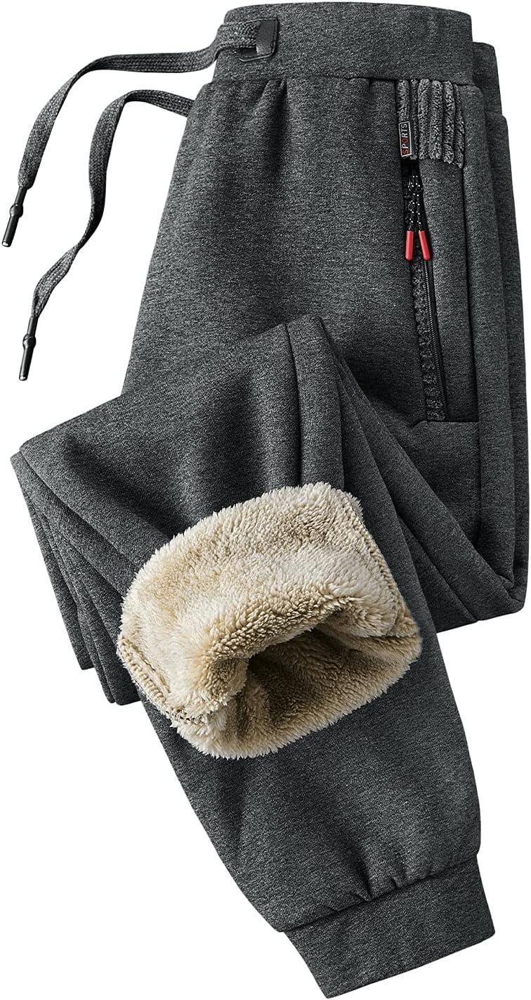 imageGihuo Men Sweatpants Sherpa Fleece Lined Sweatpants Winter Thermal Active Outdoor Sports Track Jogger Pants01 Darkgrey