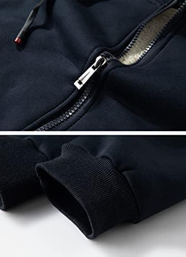 imageGihuo Mens Sherpa Hoodies Zip Up Fleece Lined Sweatshirt Hooded Winter Warm JacketNavy New