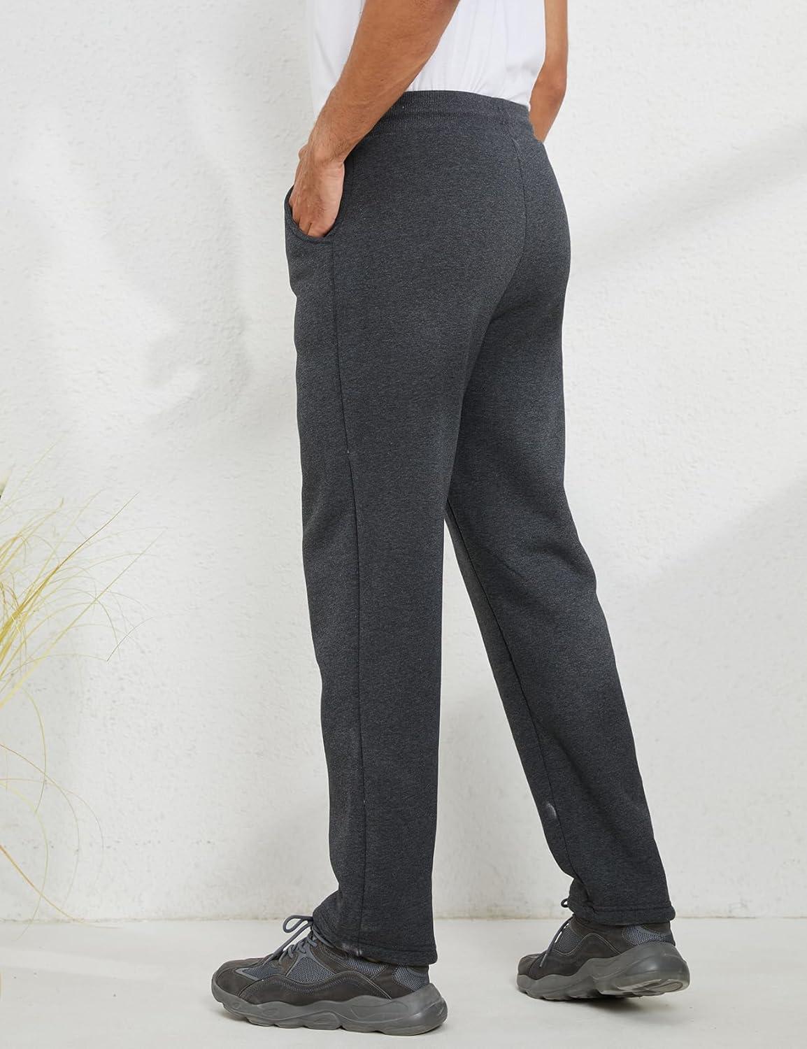 imageGihuo Mens Winter Fleece Pants Sherpa Lined Sweatpants Active Running Jogger Pants2 Dark Grey Straight Cuff