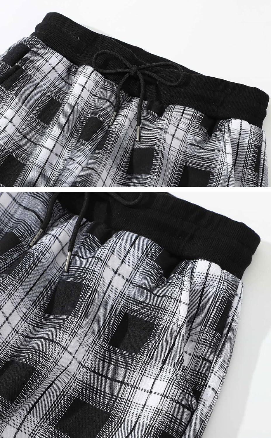 imageGihuo Mens Winter Fleece Pants Sherpa Lined Sweatpants Active Running Jogger Pants2 Plaid Straight Cuff