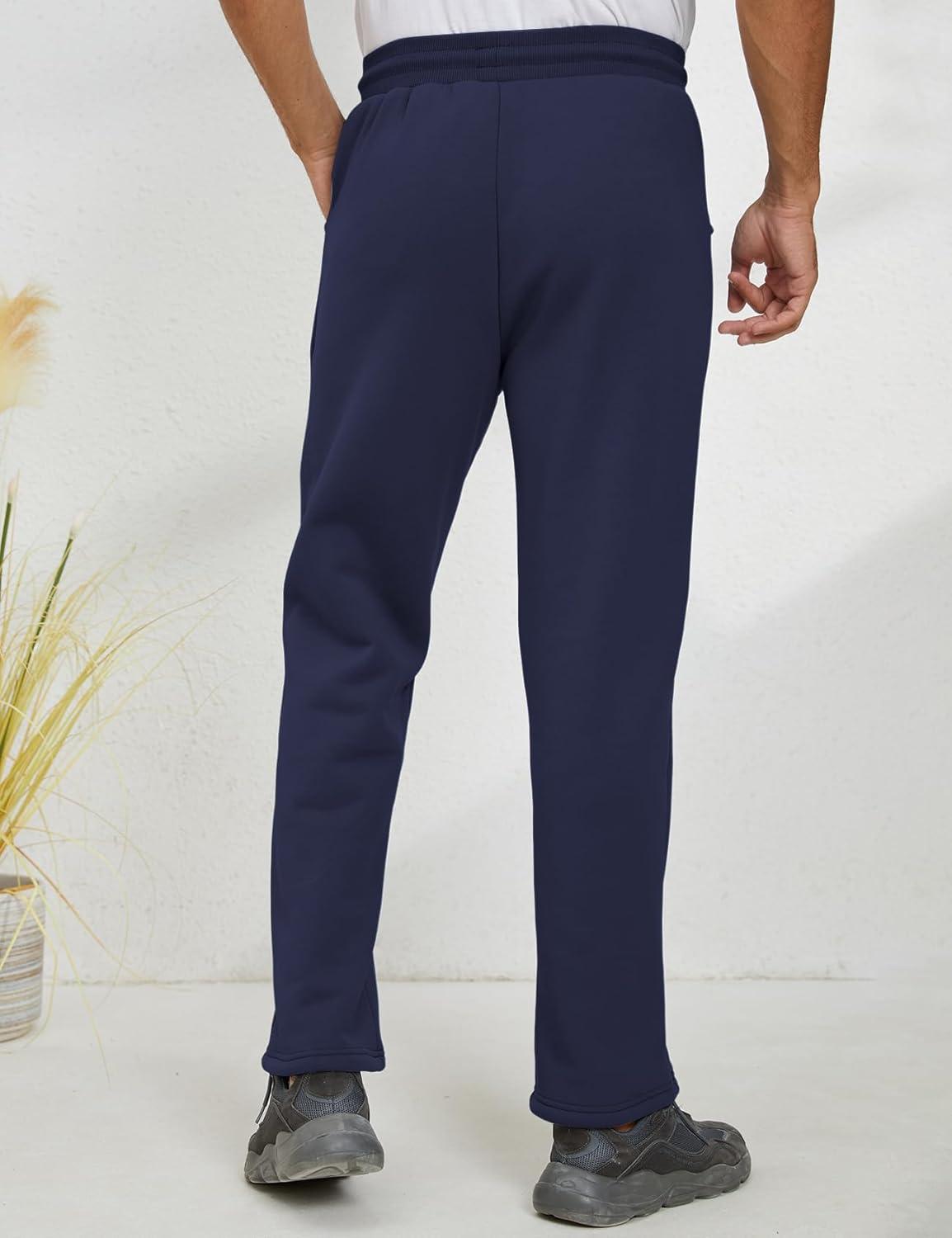 imageGihuo Mens Winter Fleece Pants Sherpa Lined Sweatpants Active Running Jogger Pants2 Royalblue Straight Cuff