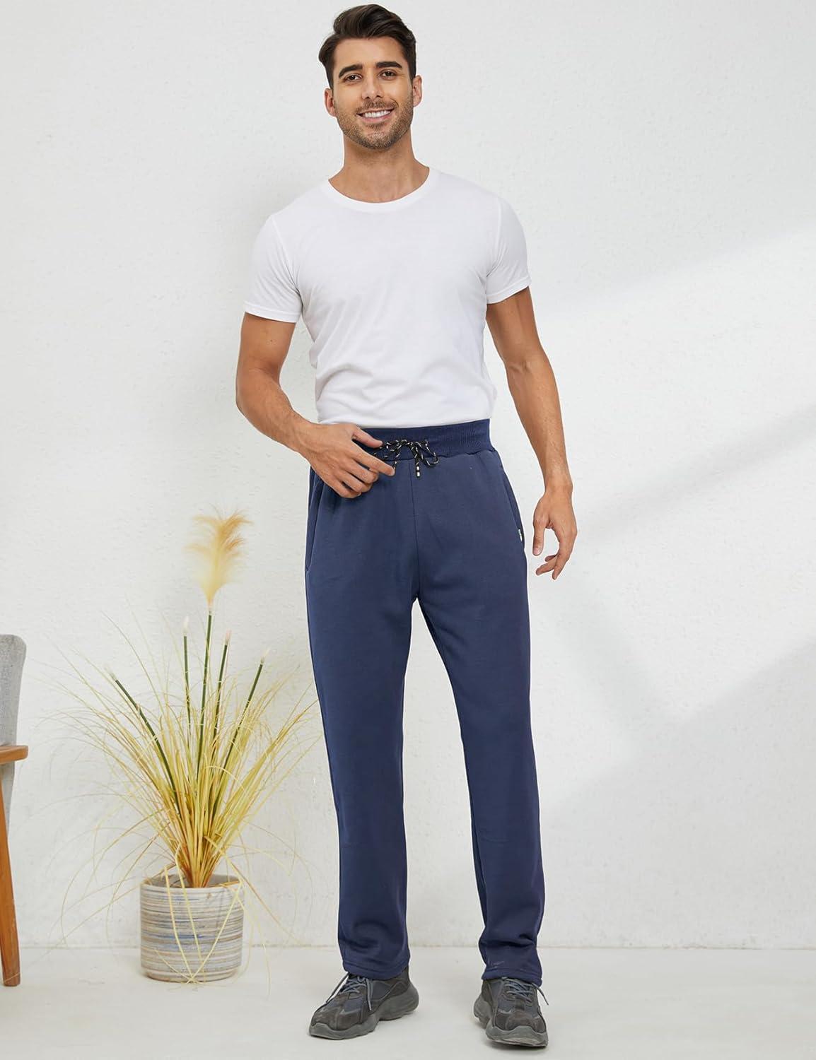 imageGihuo Mens Winter Warm Fleece Pants Sherpa Fleece Lined Jogger Pants Sweatpants01 Navystraight Cuffs