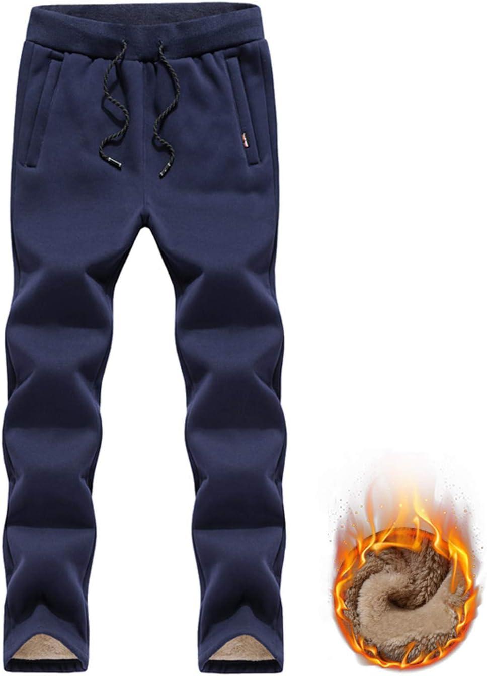 imageGihuo Mens Winter Warm Fleece Pants Sherpa Fleece Lined Jogger Pants Sweatpants01 Navystraight Cuffs