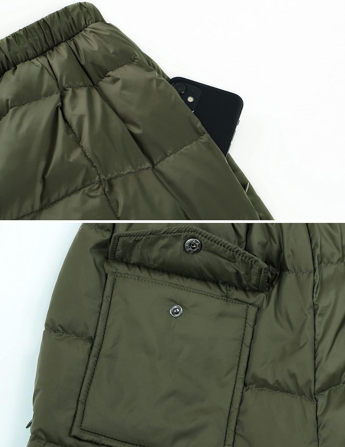 imageGihuo Snow Pants Womens Winter Windproof Down Pants Warm Outdoor Ski Pants Padded Loose Ultralight Warm TrousersArmy