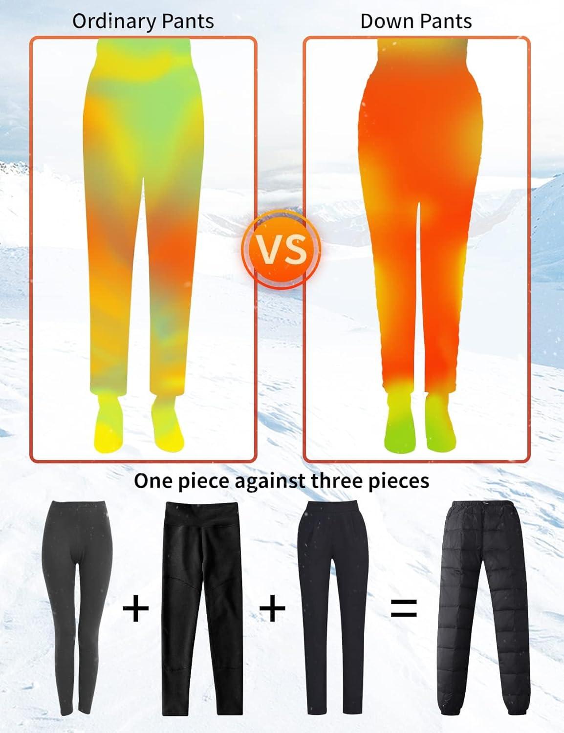 imageGihuo Snow Pants Womens Winter Windproof Down Pants Warm Outdoor Ski Pants Padded Loose Ultralight Warm TrousersBlack