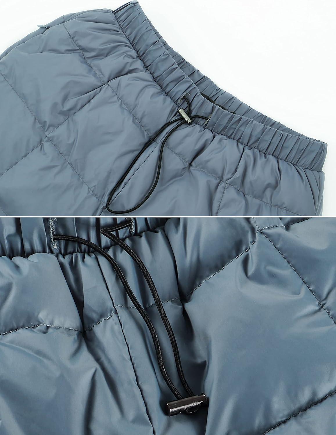 imageGihuo Snow Pants Womens Winter Windproof Down Pants Warm Outdoor Ski Pants Padded Loose Ultralight Warm TrousersGrayblue