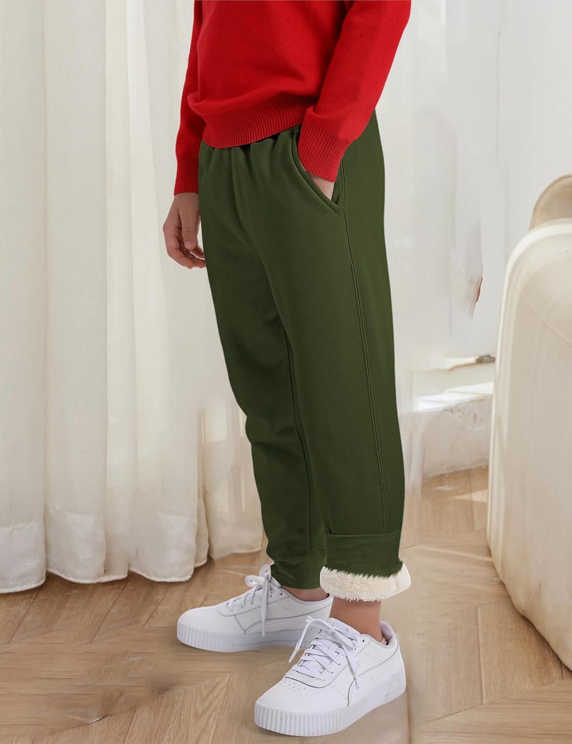 imageGihuo Unisex Boys Girls Winter Warm Sherpa Lined Sweatpants JoggerArmy
