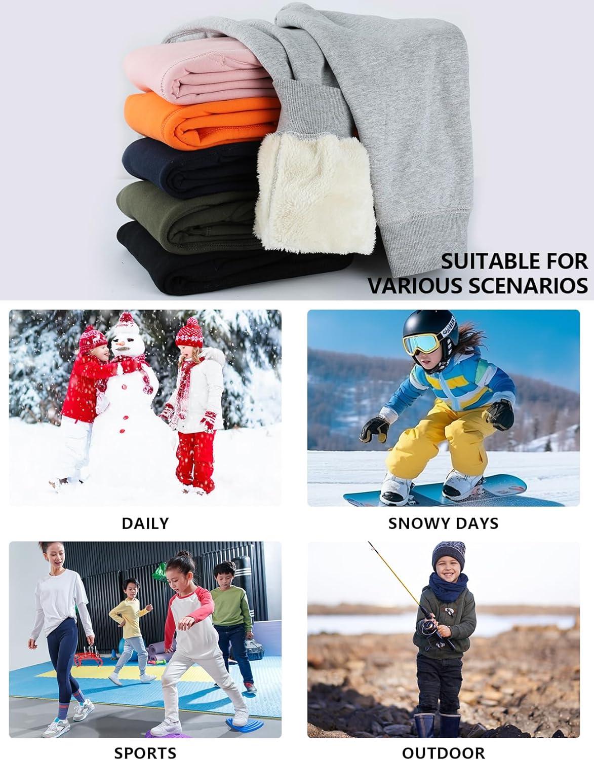 imageGihuo Unisex Boys Girls Winter Warm Sherpa Lined Sweatpants JoggerBlack