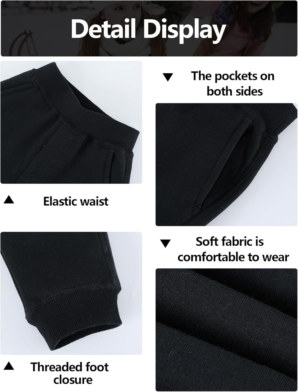 imageGihuo Unisex Boys Girls Winter Warm Sherpa Lined Sweatpants JoggerBlack