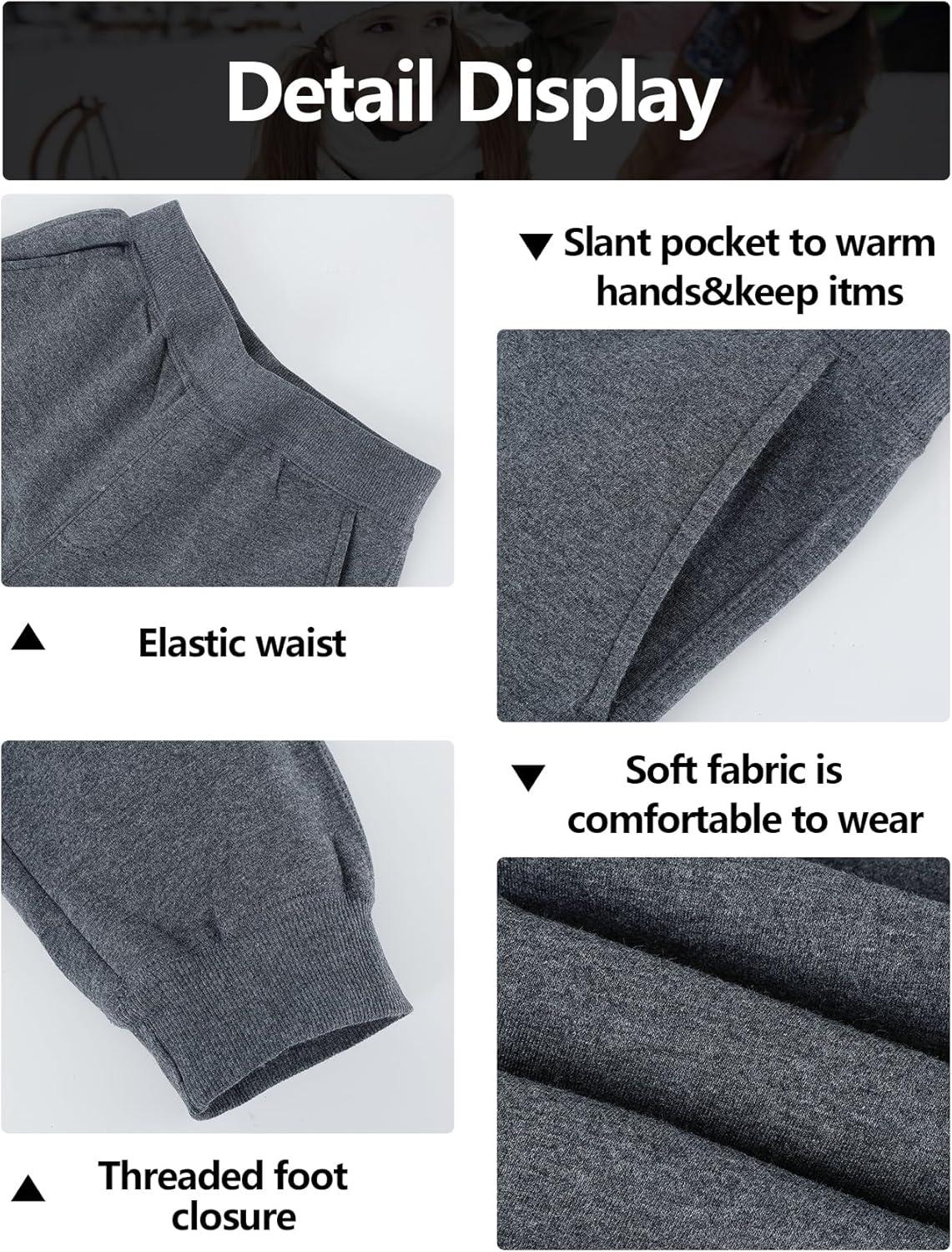 imageGihuo Unisex Boys Girls Winter Warm Sherpa Lined Sweatpants JoggerDarkgrey