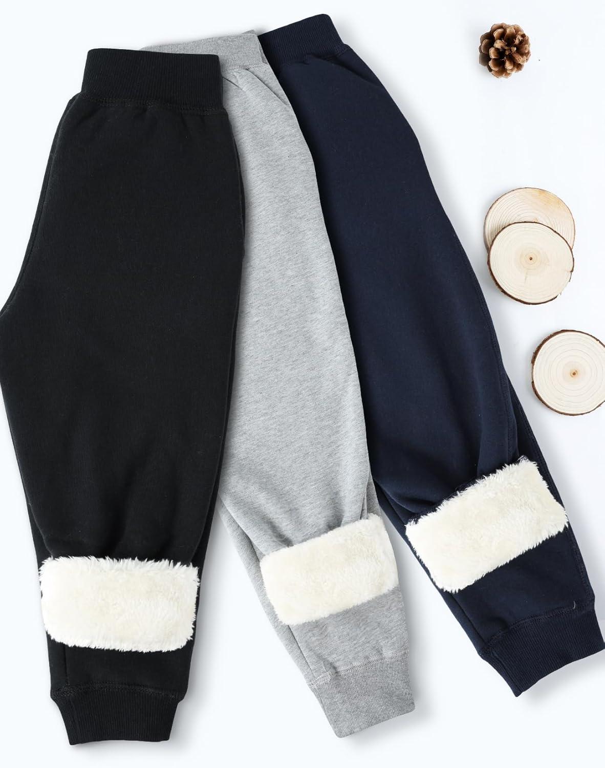 imageGihuo Unisex Boys Girls Winter Warm Sherpa Lined Sweatpants JoggerNavy