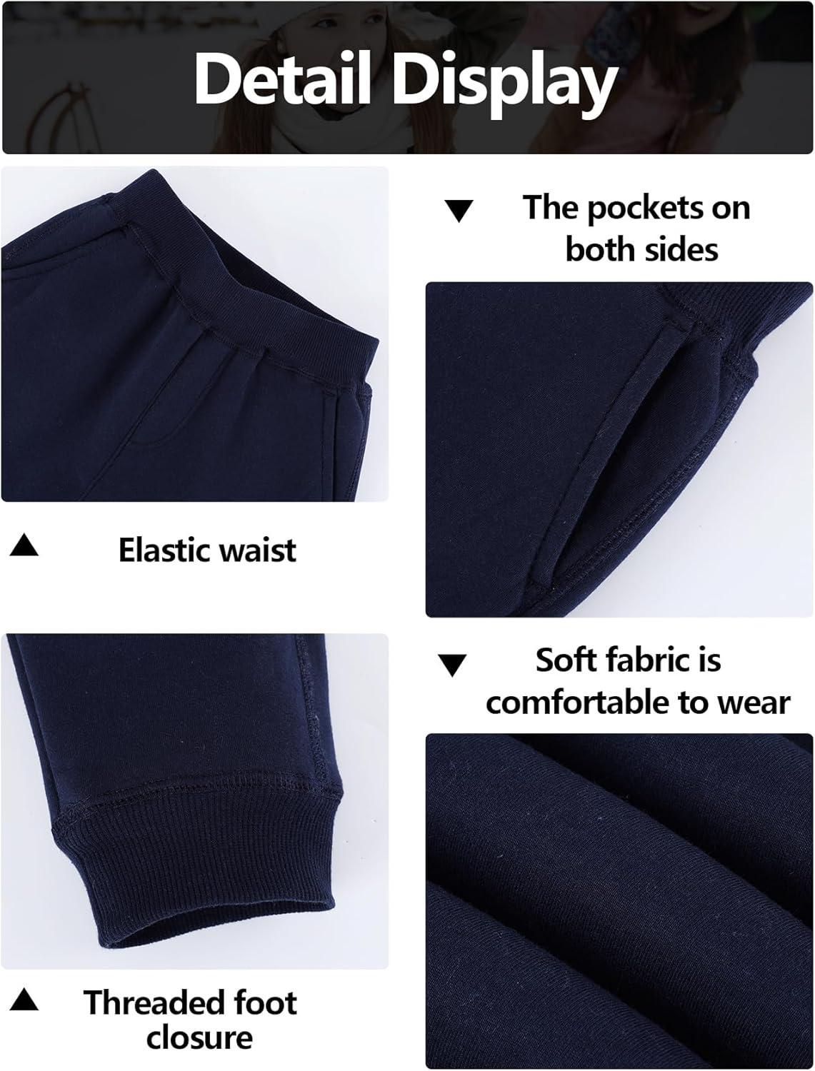 imageGihuo Unisex Boys Girls Winter Warm Sherpa Lined Sweatpants JoggerNavy