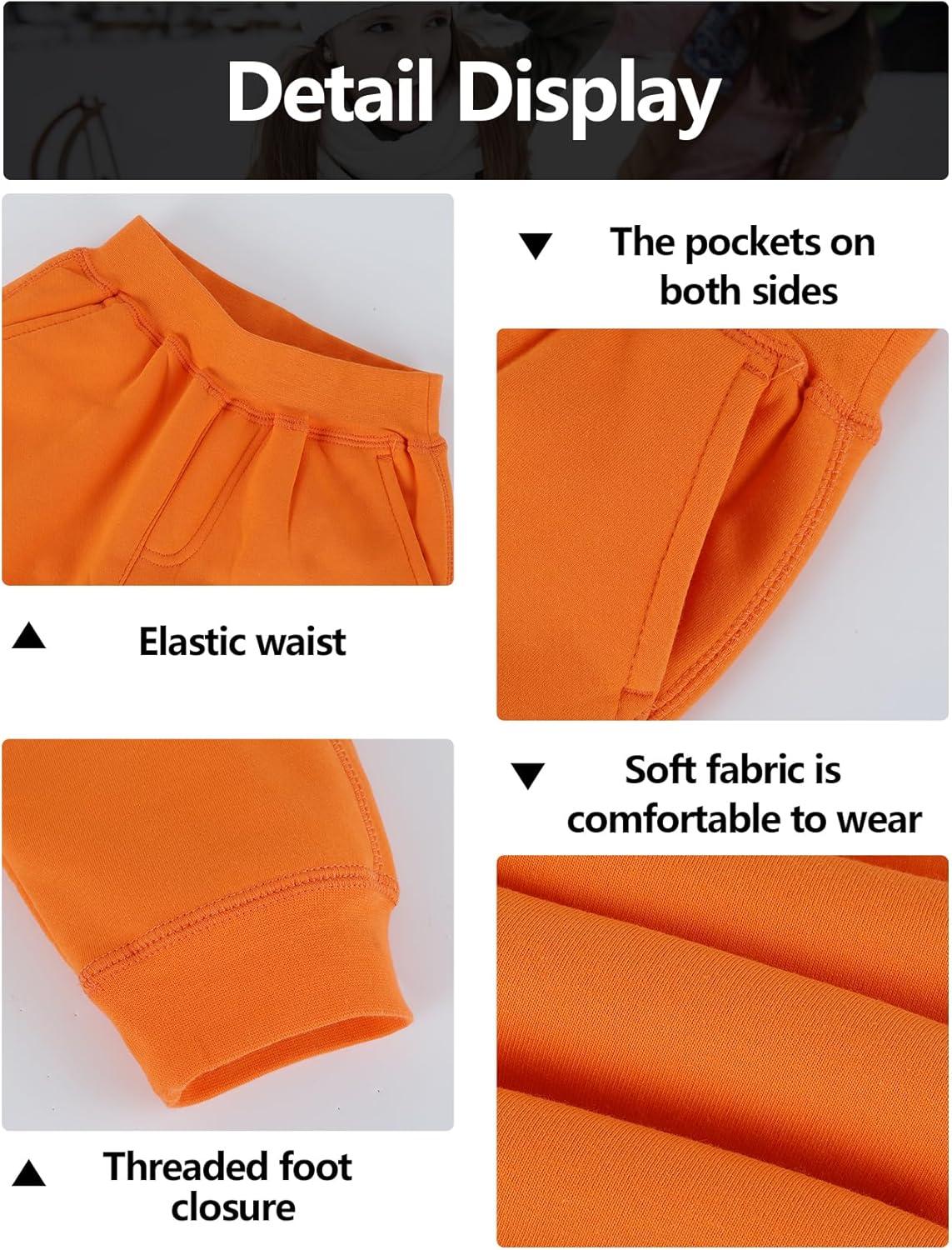 imageGihuo Unisex Boys Girls Winter Warm Sherpa Lined Sweatpants JoggerOrange