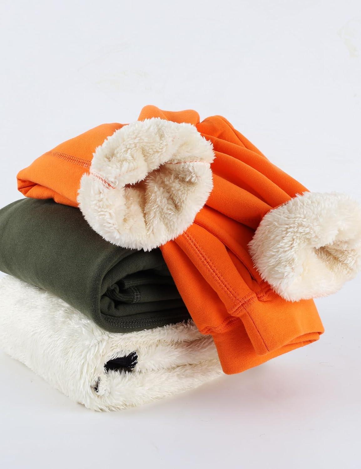 imageGihuo Unisex Boys Girls Winter Warm Sherpa Lined Sweatpants JoggerOrange