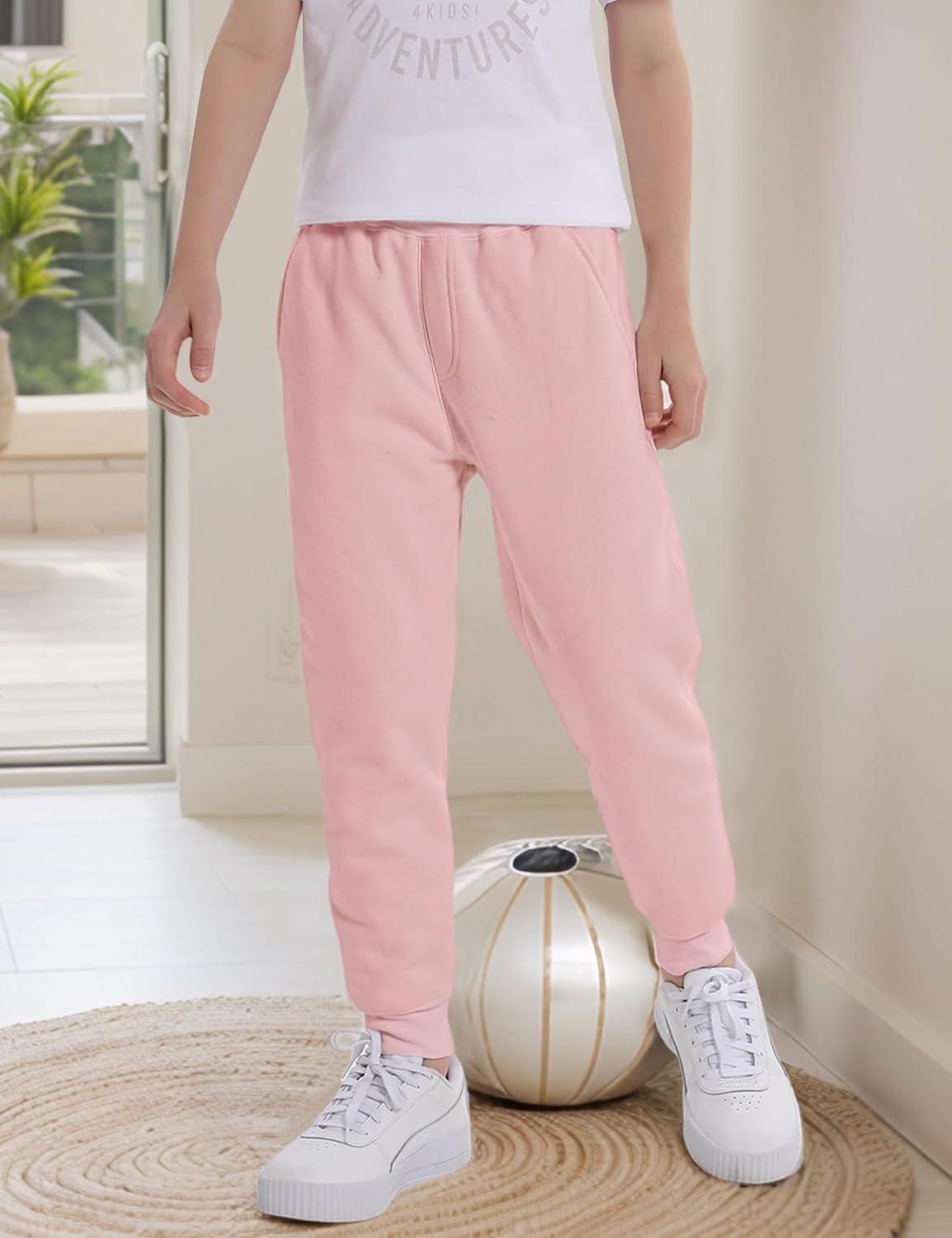 imageGihuo Unisex Boys Girls Winter Warm Sherpa Lined Sweatpants JoggerPink