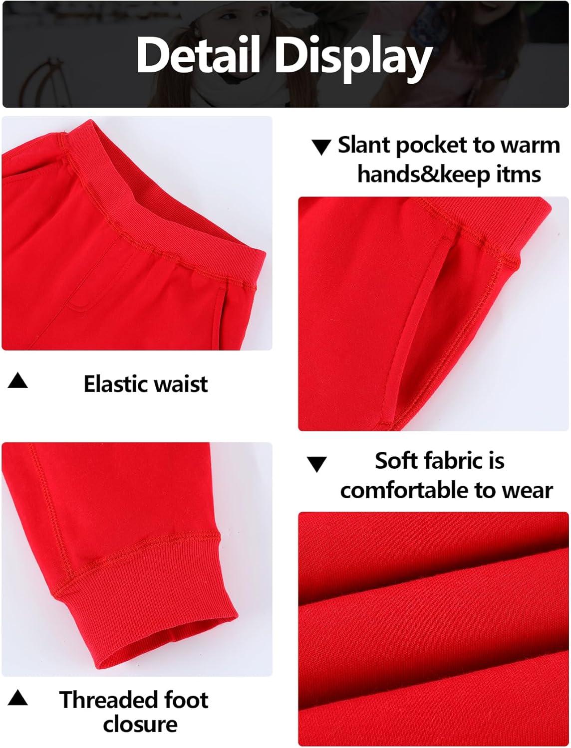 imageGihuo Unisex Boys Girls Winter Warm Sherpa Lined Sweatpants JoggerRed