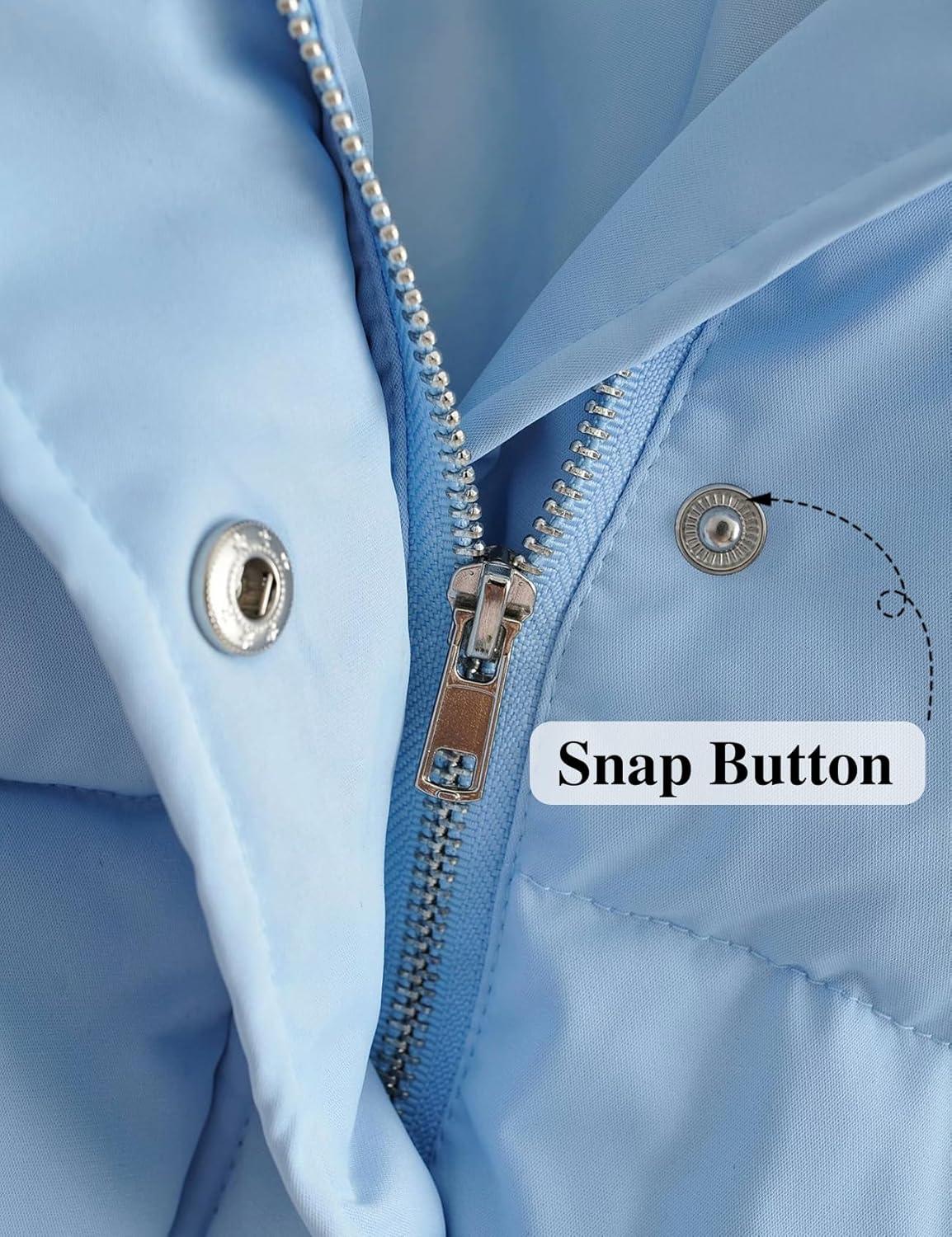 imageGihuo Women s Cropped Puffer Jacket Padded Long Sleeve Bubble Coats Winter Warm Puffy OuterwearBlue