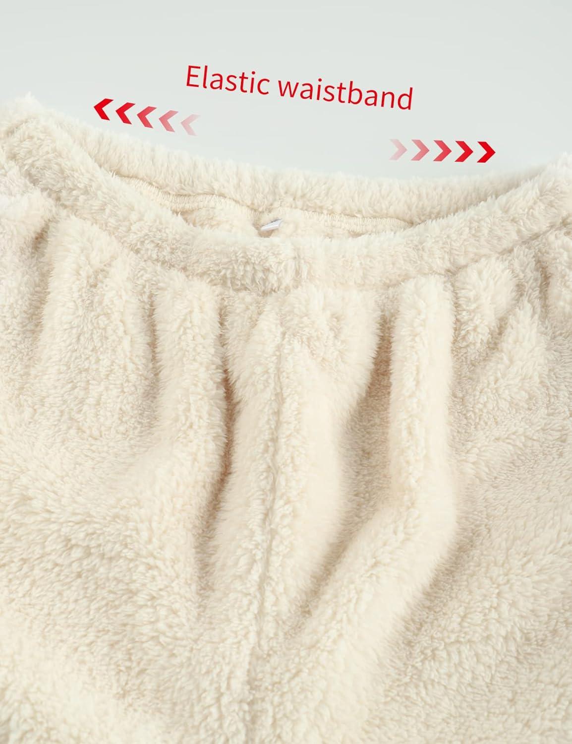 imageGihuo Women s Fluffy Pajamas Set Fleece Pullover Pants Loose Plush Sleepwear 2 Piece Pjs Set Warm Loungewear FuzzyBeige