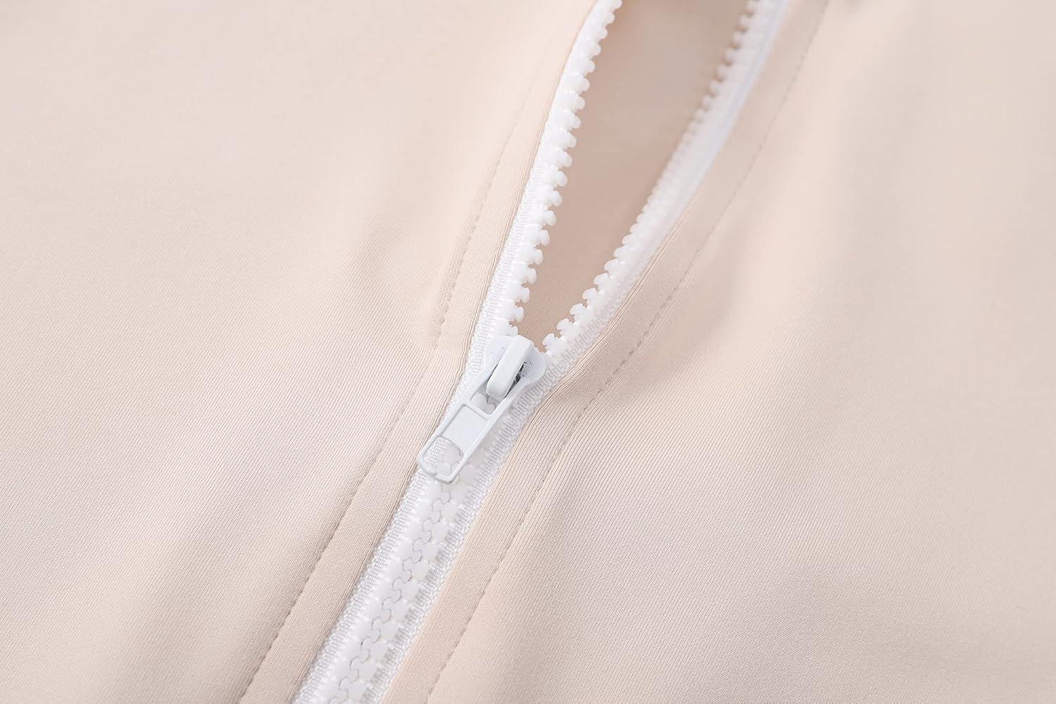 imageGihuo Womens Athletic Full Zip Lightweight Workout Jacket with Thumb HolesBeige