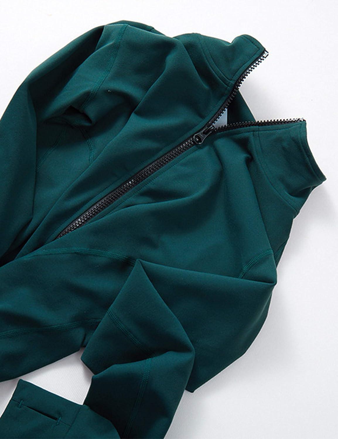 imageGihuo Womens Athletic Full Zip Lightweight Workout Jacket with Thumb HolesDarkgreen