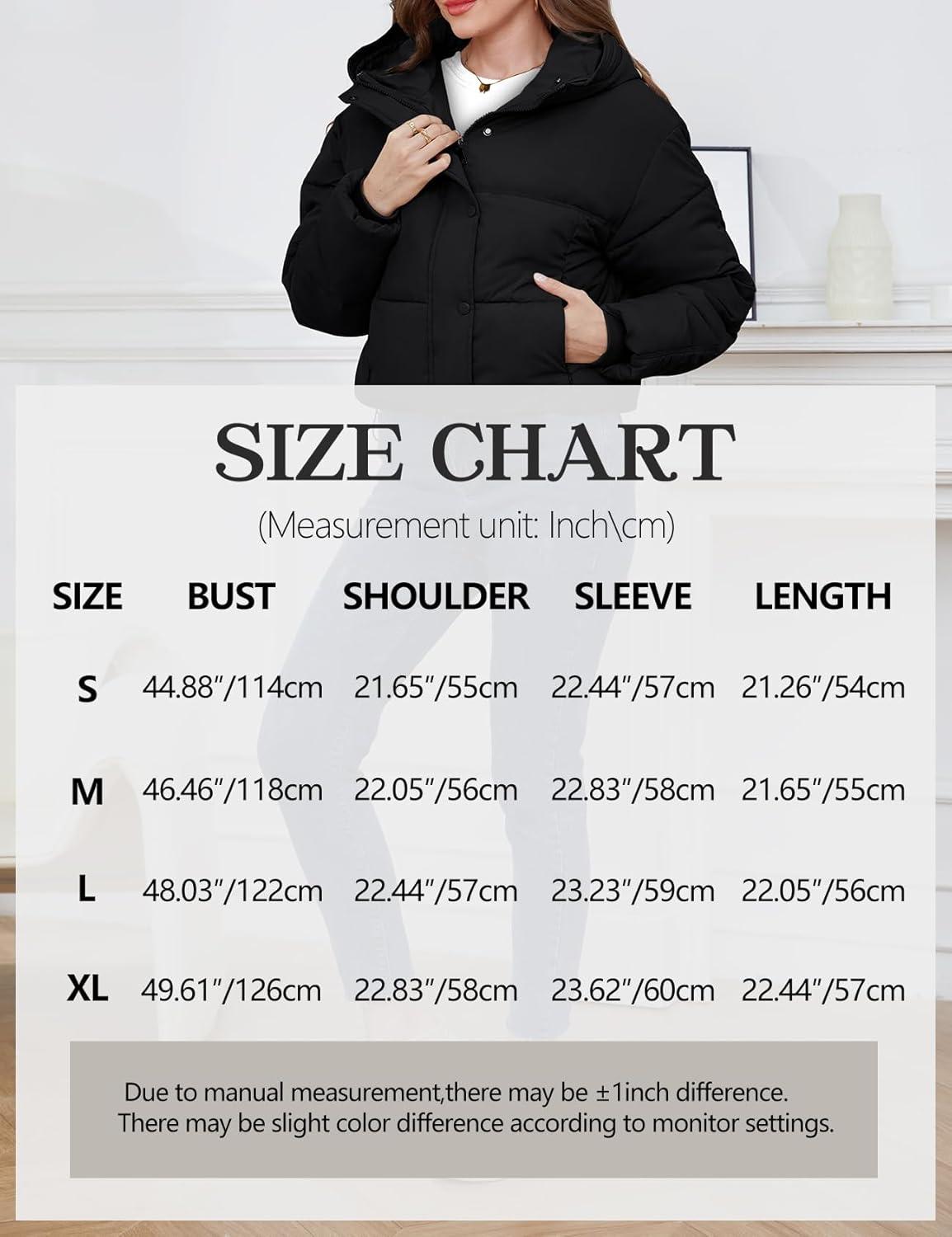 imageGihuo Womens Cropped Puffer Jacket Zip Up Hooded Quilted Jackets Winter Short Padded Coat OuterwearBlackSmall
