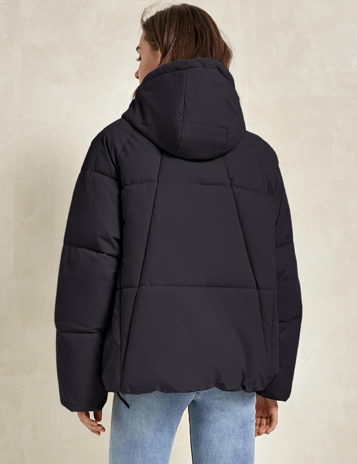 imageGihuo Womens Puffer Jacket Winter Warm Coats Hooded Quilted Jackets with Removable HoodBlack