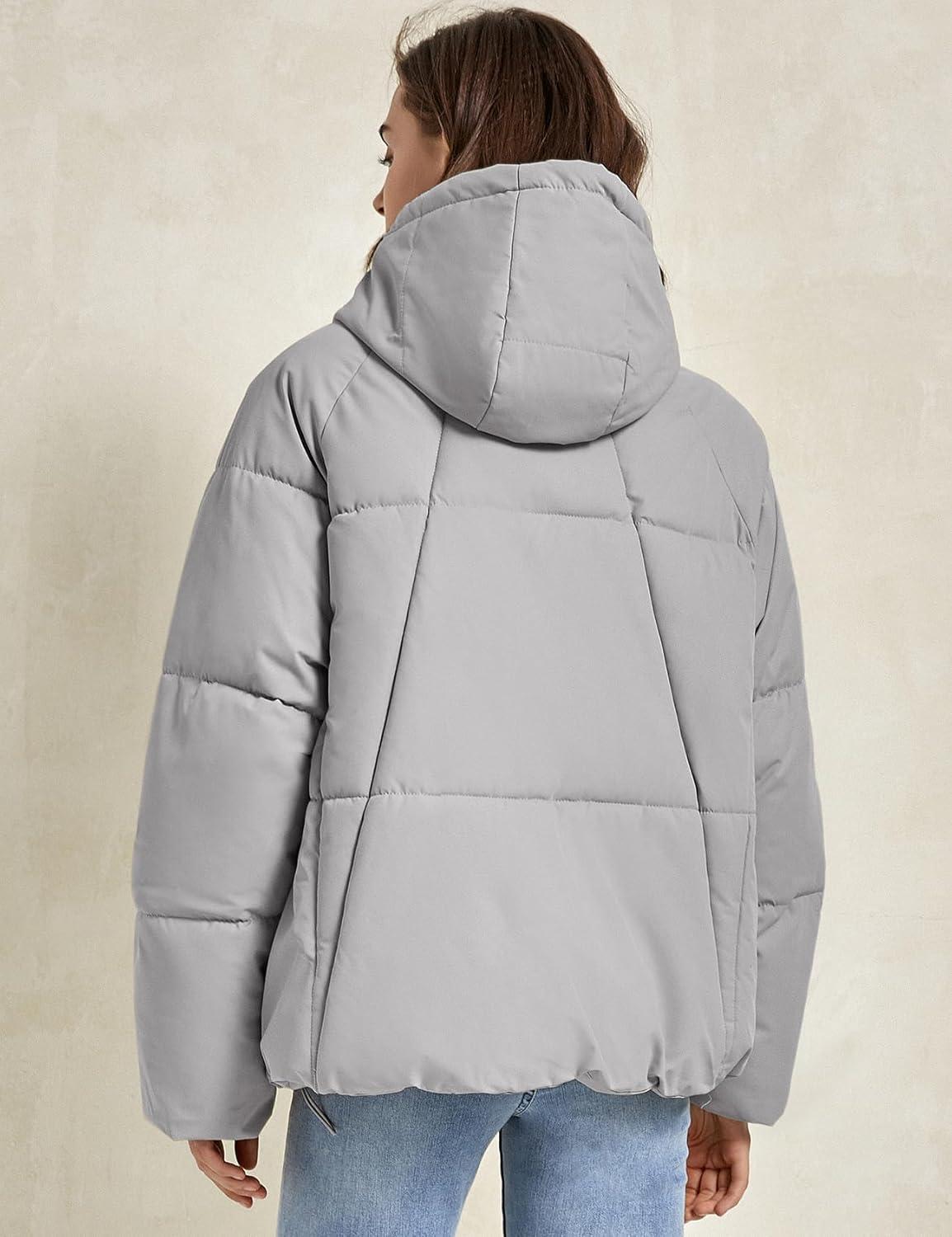 imageGihuo Womens Puffer Jacket Winter Warm Coats Hooded Quilted Jackets with Removable HoodGrey