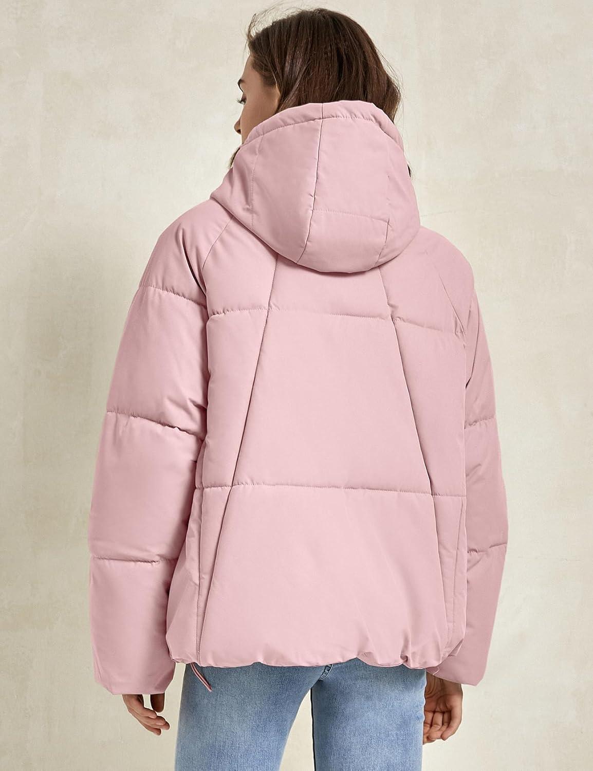 imageGihuo Womens Puffer Jacket Winter Warm Coats Hooded Quilted Jackets with Removable HoodPink