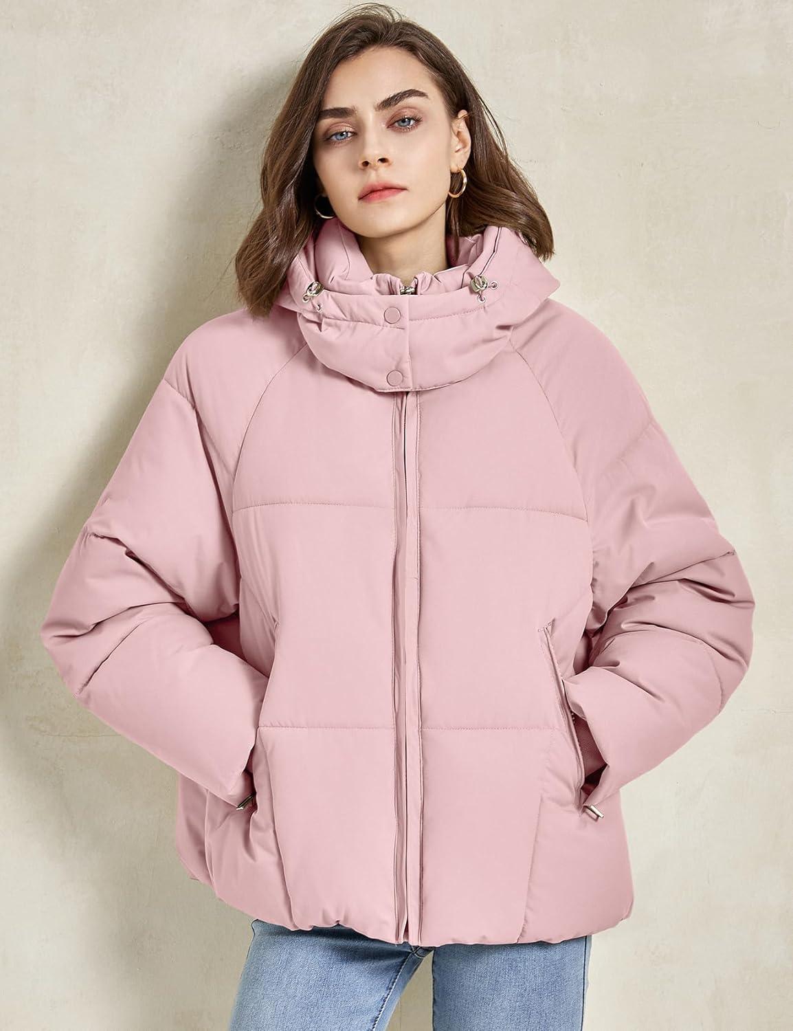 imageGihuo Womens Puffer Jacket Winter Warm Coats Hooded Quilted Jackets with Removable HoodPink
