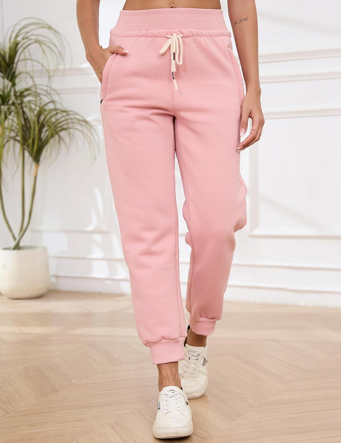 imageGihuo Womens Sherpa Lined Sweatpants Winter Casual Jogger Sweat Pants Warm Athletic Thermal Fleece Lining Lounge Pants02pink