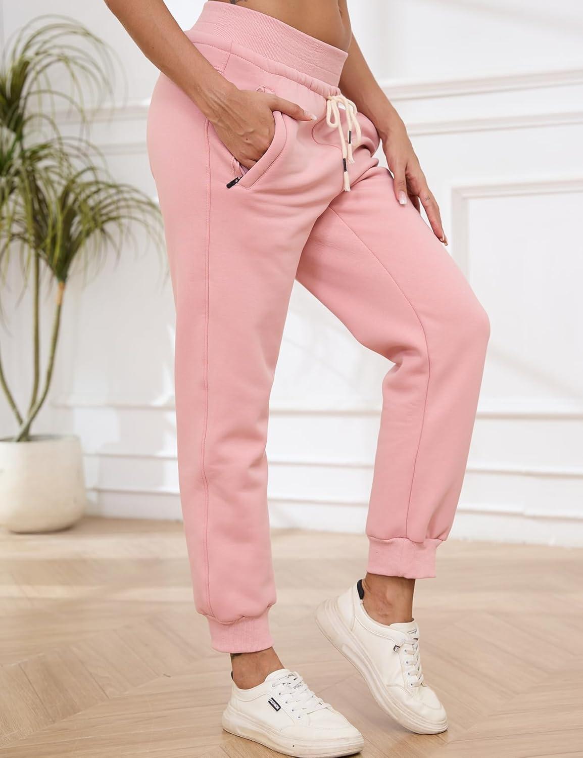 imageGihuo Womens Sherpa Lined Sweatpants Winter Casual Jogger Sweat Pants Warm Athletic Thermal Fleece Lining Lounge Pants02pink