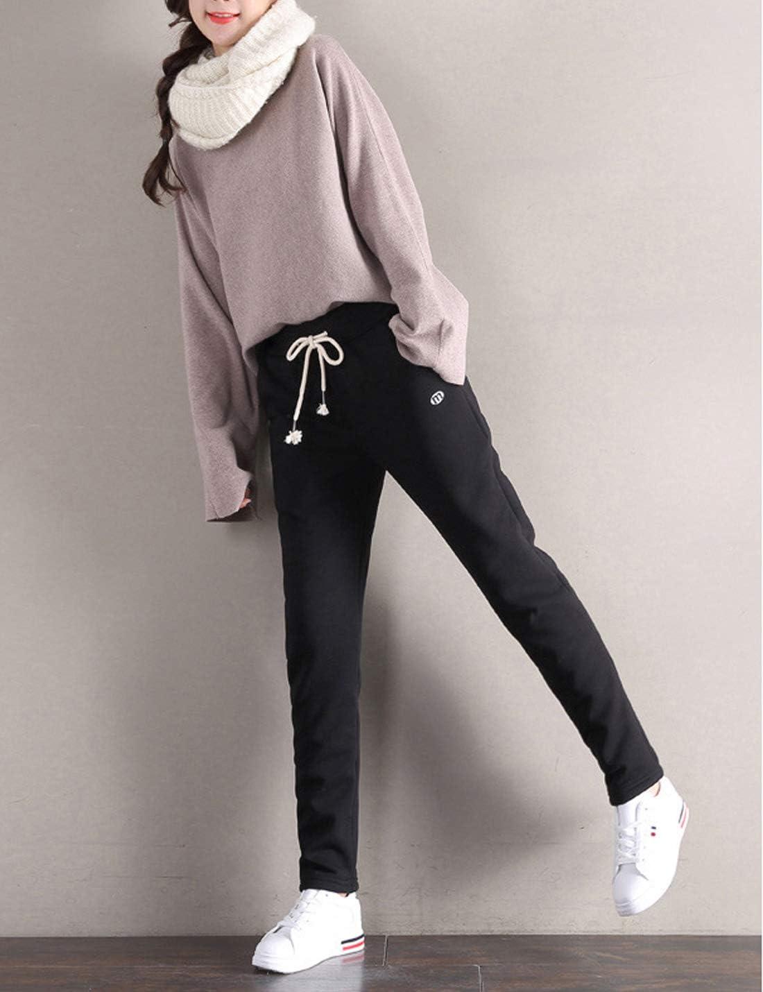 imageGihuo Womens Sherpa Lined Sweatpants Winter Casual Jogger Sweat Pants Warm Athletic Thermal Fleece Lining Lounge PantsBlack
