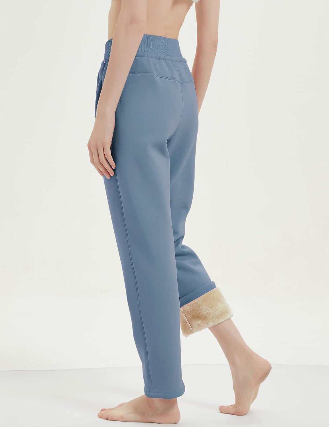 imageGihuo Womens Sherpa Lined Sweatpants Winter Warm Fleece Lined Sweatpants with Pockets Fleece Jogger Pants2 Blue