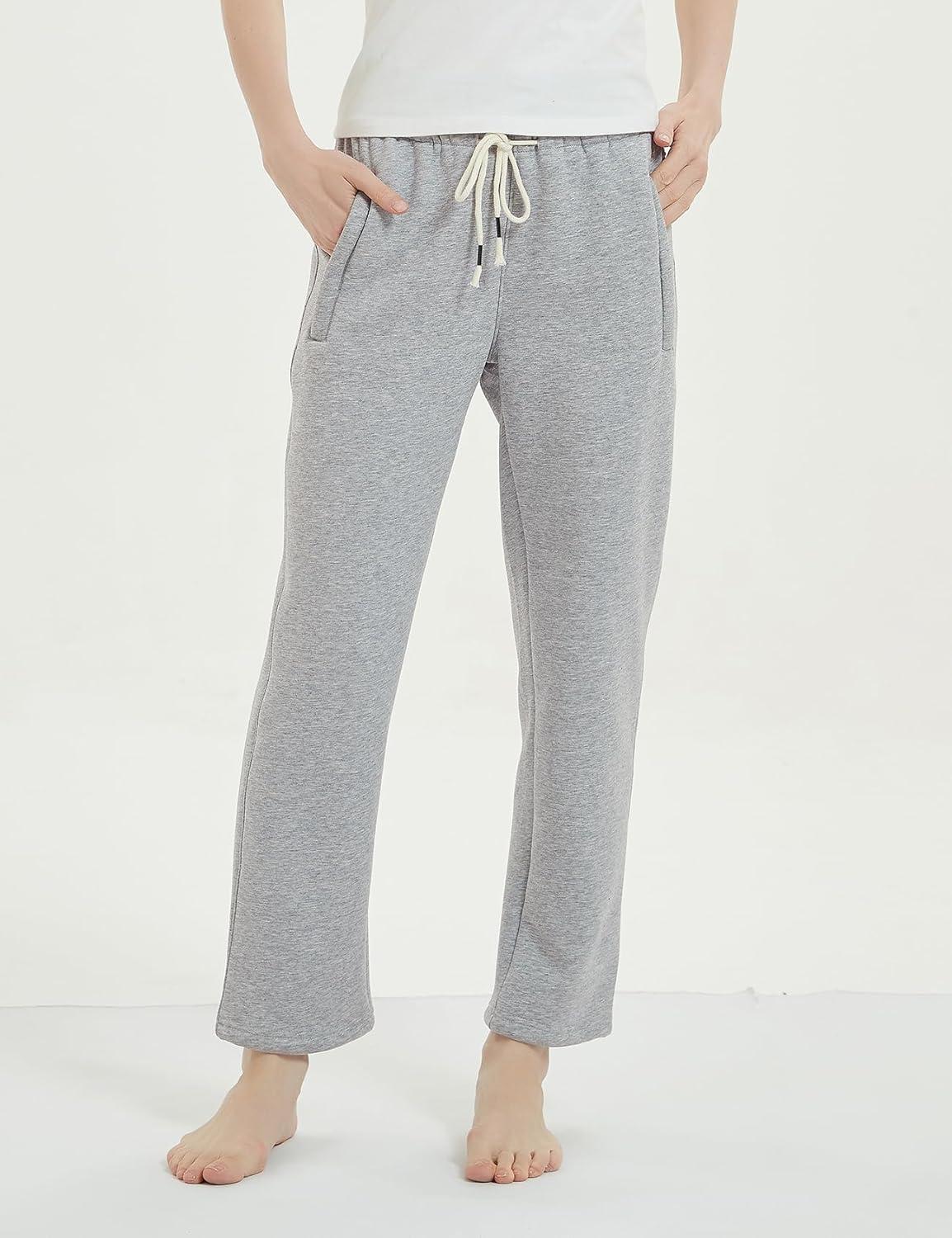 imageGihuo Womens Sherpa Lined Sweatpants Winter Warm Fleece Lined Sweatpants with Pockets Fleece Jogger Pants2 Light Grey
