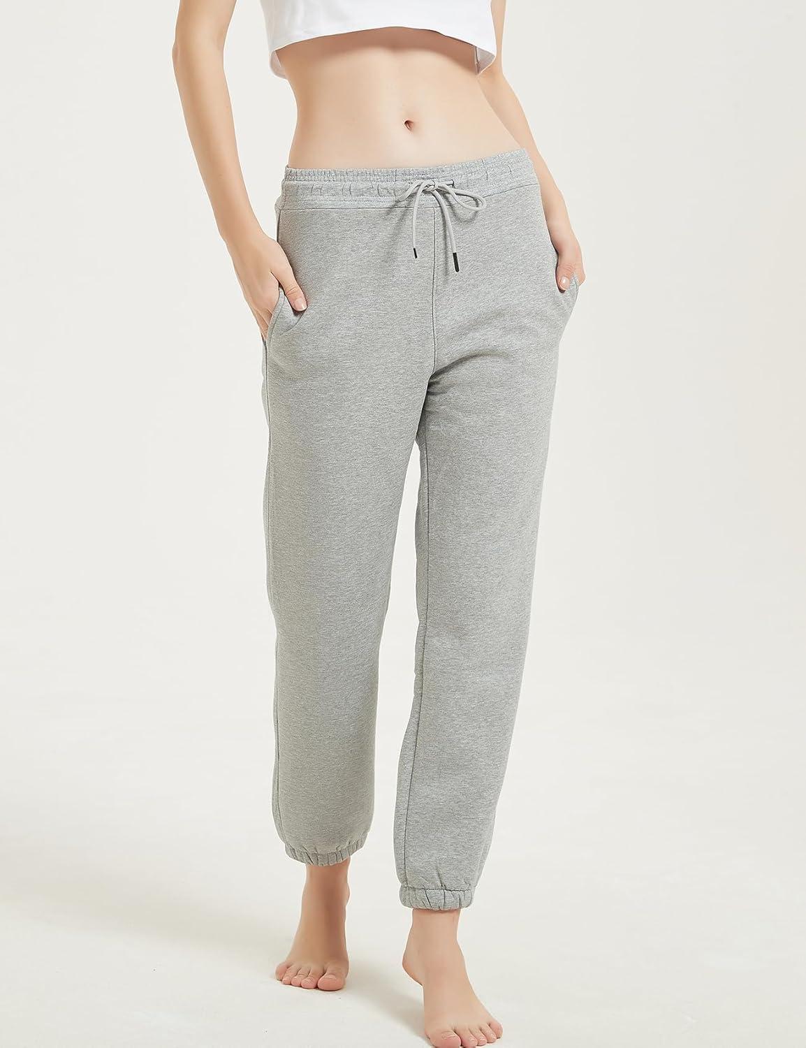 imageGihuo Womens Sherpa Lined Sweatpants Winter Warm Fleece Lined Sweatpants with Pockets Fleece Jogger PantsLight Grey