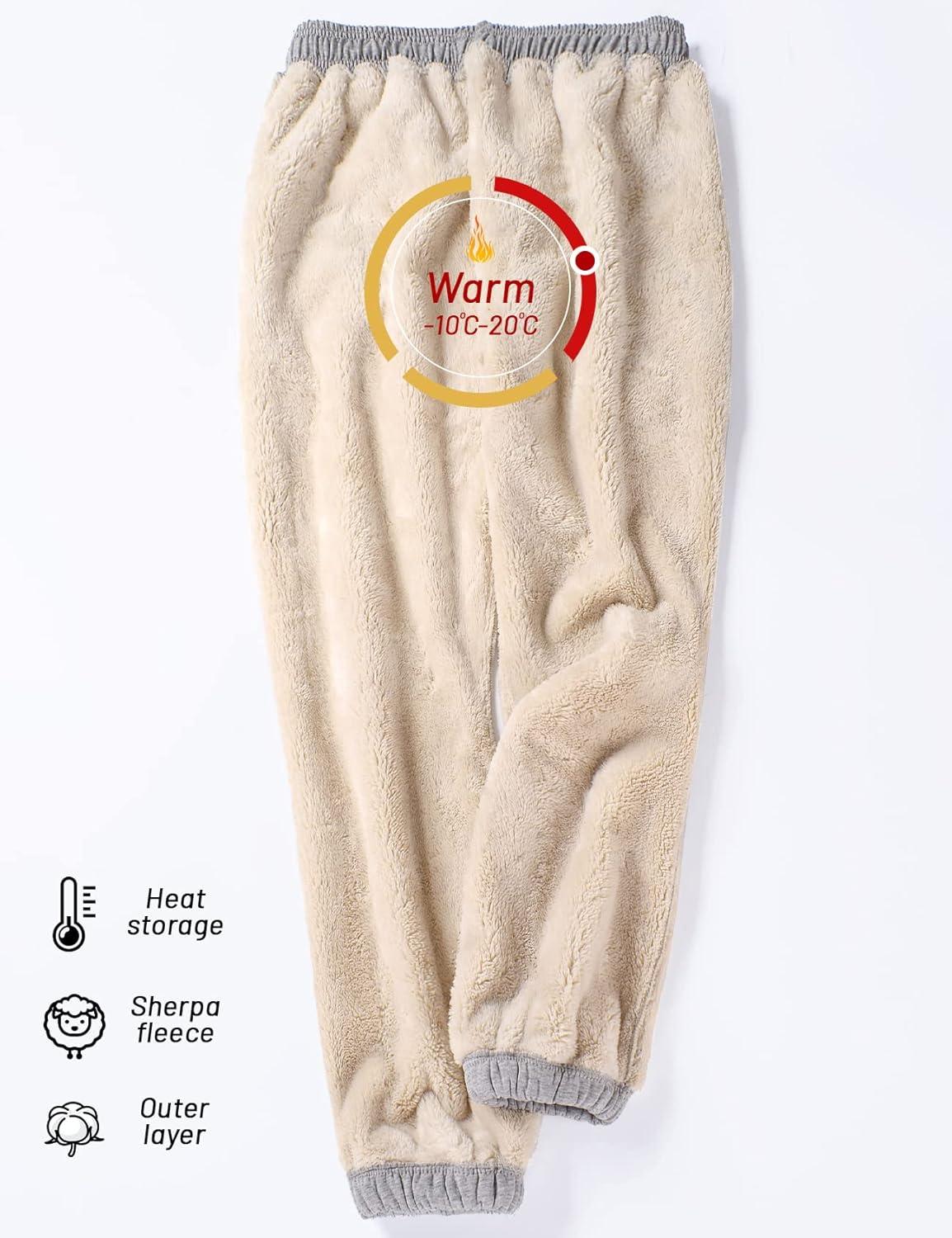 imageGihuo Womens Sherpa Lined Sweatpants Winter Warm Fleece Lined Sweatpants with Pockets Fleece Jogger PantsLight Grey