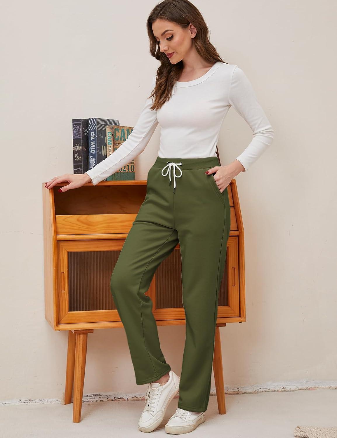 imageGihuo Womens Sweatpants Warm Fleece Sweatpants Winter Sherpa Lined Joggers PantsArmy