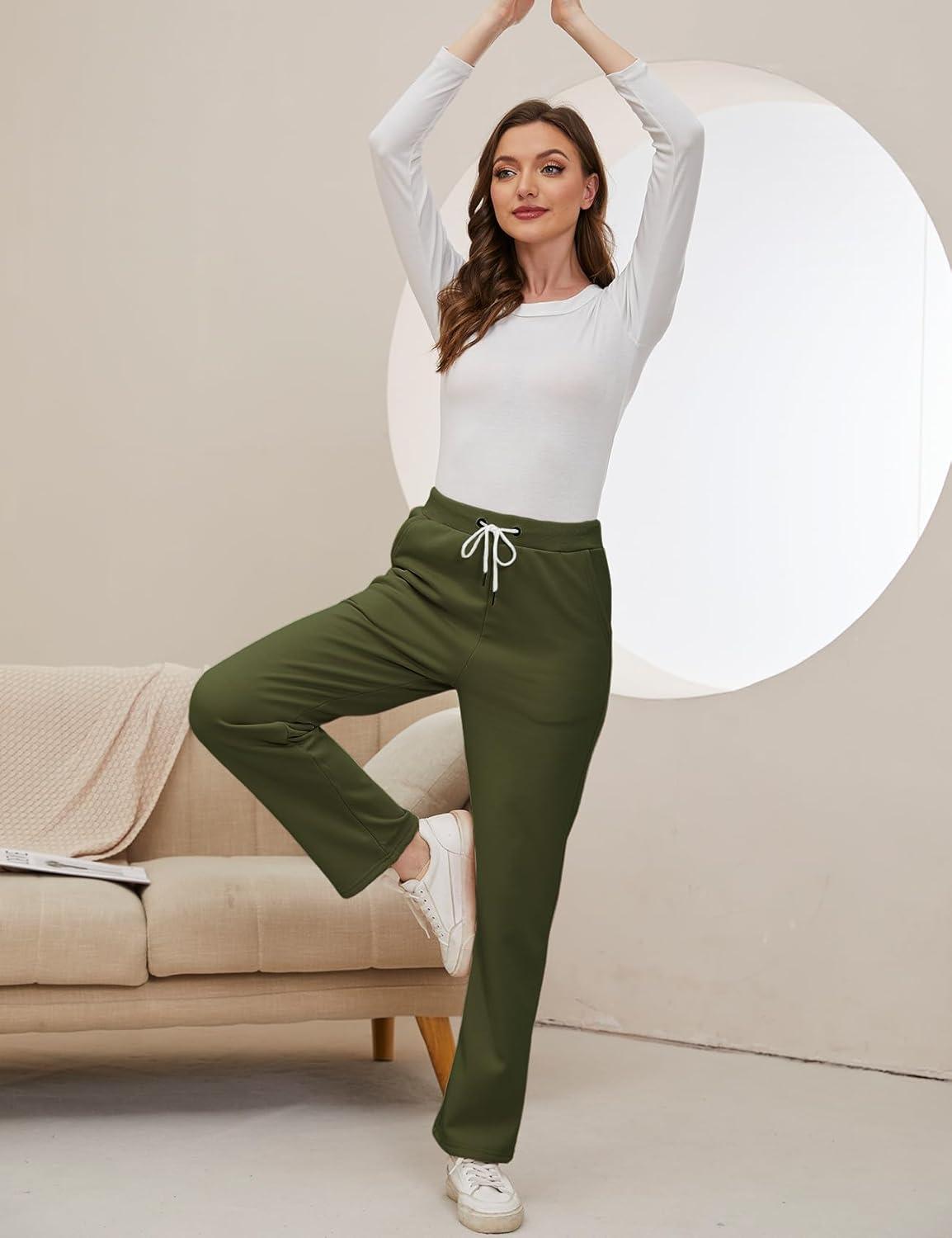 imageGihuo Womens Sweatpants Warm Fleece Sweatpants Winter Sherpa Lined Joggers PantsArmy