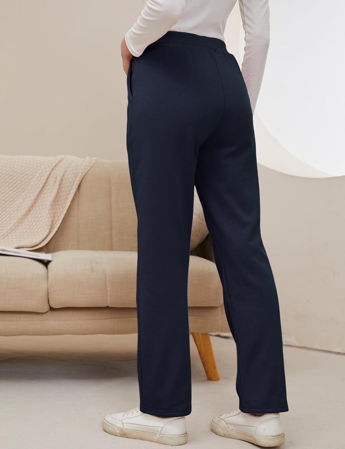 imageGihuo Womens Sweatpants Warm Fleece Sweatpants Winter Sherpa Lined Joggers PantsNavy