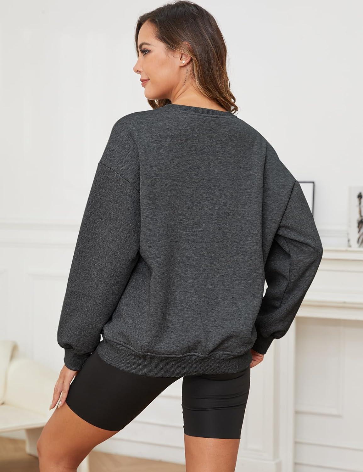 imageGihuo Womens Winter Fleece Sherpa Lined Crewneck Pullover Sweatshirt02 Darkgrey