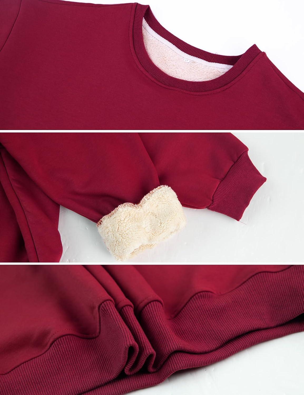 imageGihuo Womens Winter Fleece Sherpa Lined Crewneck Pullover Sweatshirt02 Wine