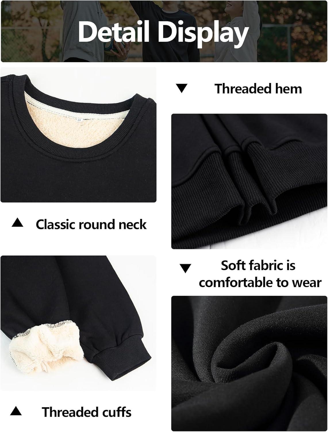 imageGihuo Womens Winter Fleece Sherpa Lined Crewneck Pullover SweatshirtBlack