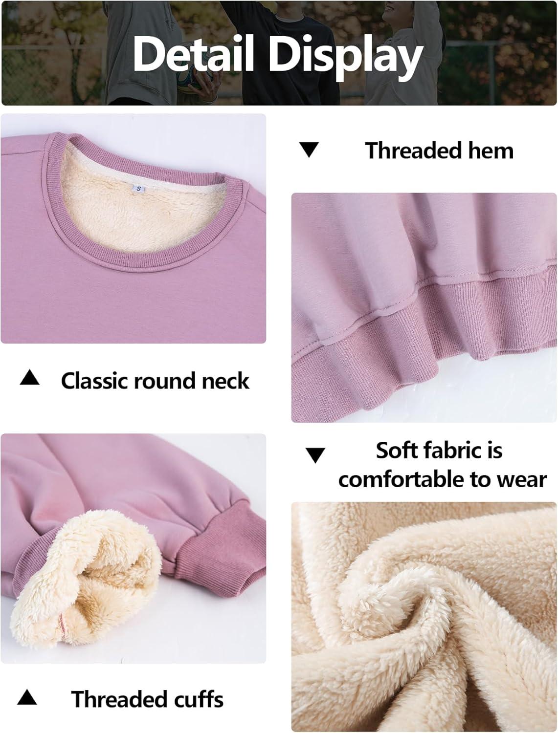 imageGihuo Womens Winter Fleece Sherpa Lined Crewneck Pullover SweatshirtLight Purple