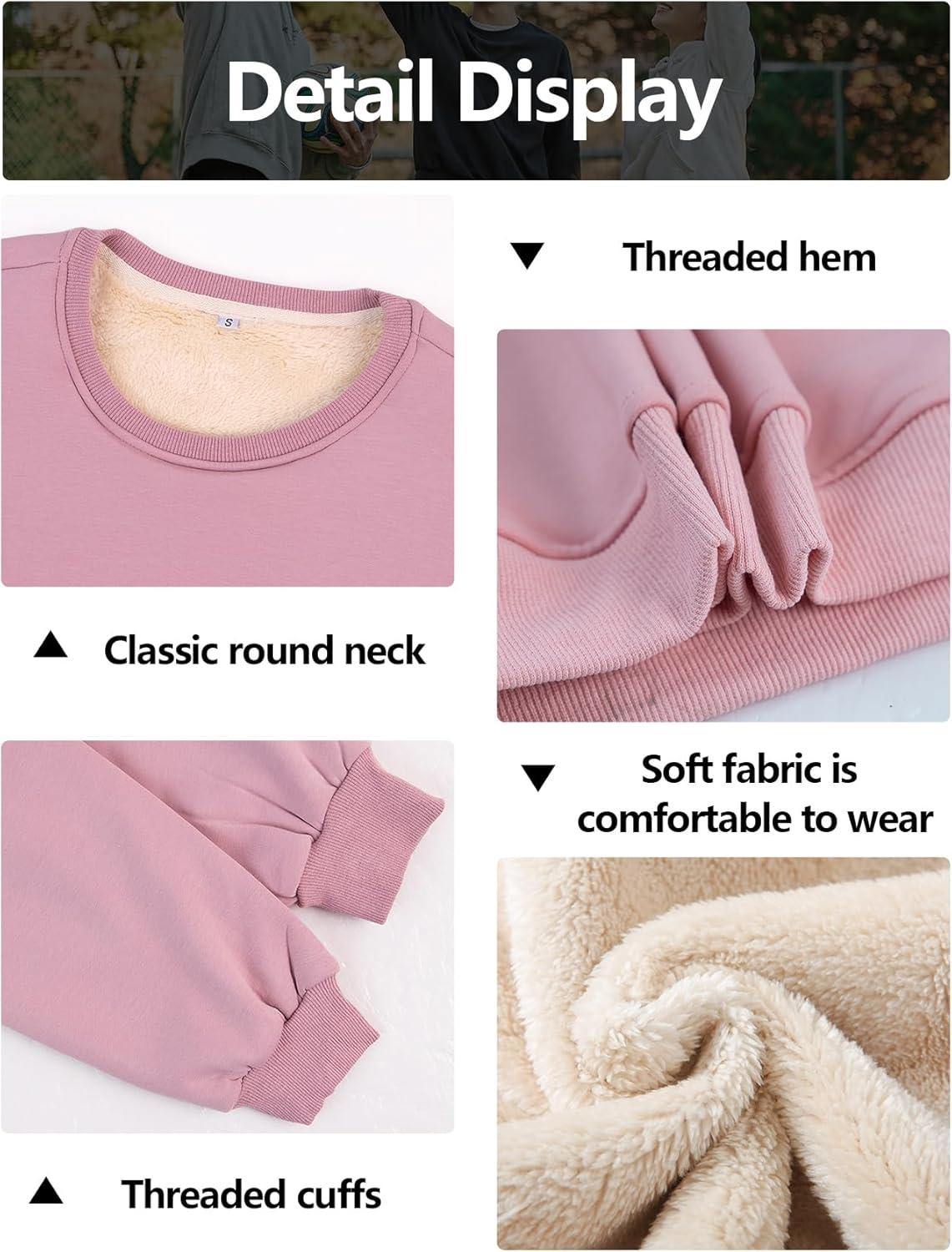 imageGihuo Womens Winter Fleece Sherpa Lined Crewneck Pullover SweatshirtPink Crew Neck