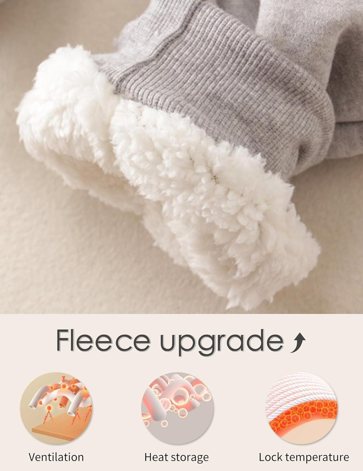 imageGihuo Womens Winter Warm Fleece Pants Sherpa Lined Sweatpants Jogger Track Pants Athletic Active Lounge PantsLight Grey