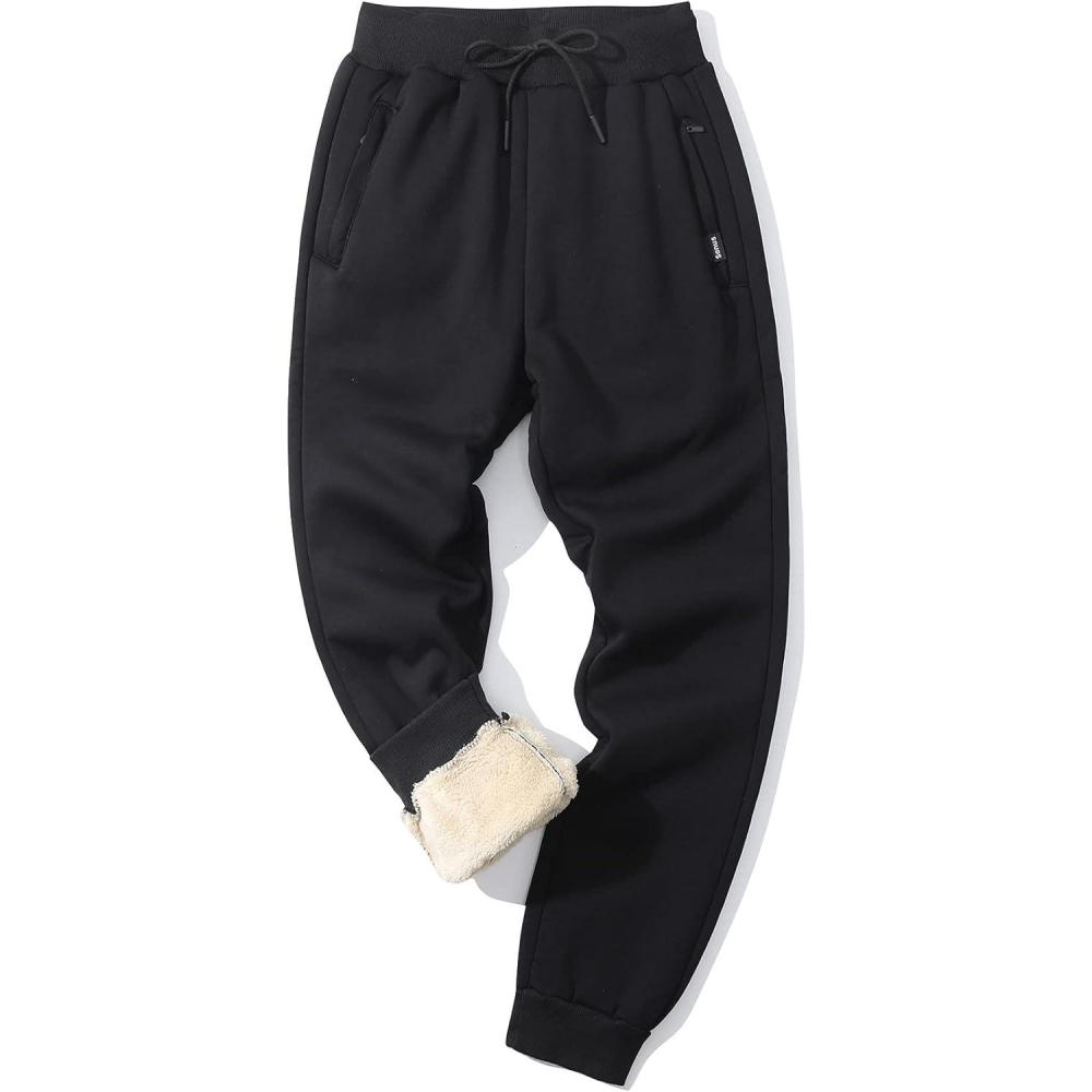 imageGihuo Men Sweatpants Sherpa Fleece Lined Sweatpants Winter Thermal Active Outdoor Sports Track Jogger Pants02 Black